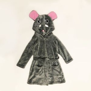 Baby Girl's Embroidery 3D Ear Design Hooded Belted Robe
